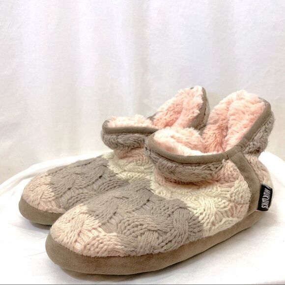 Muk Luks Tarn Knit Cozy Faux Fur Slippers New - Picture 1 of 10
